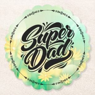 Super Dad Hero Typography Design-67888 Paper Coaster