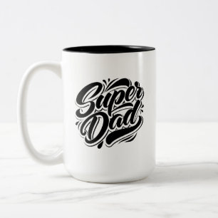 Super Dad Hero Typography Design-67888 Two-Tone Coffee Mug