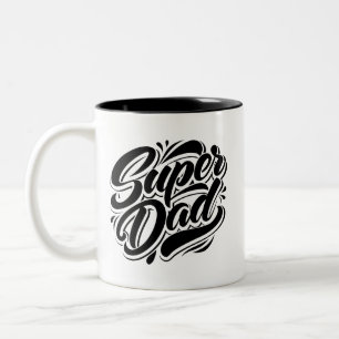 Super Dad Hero Typography Design-67888 Two-Tone Coffee Mug