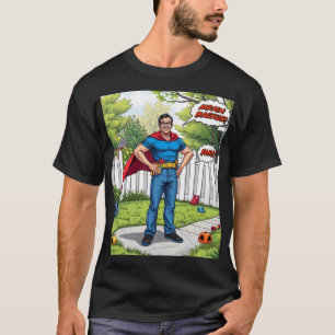 Super Dad in Action – Comic Style Hero T-Shirt