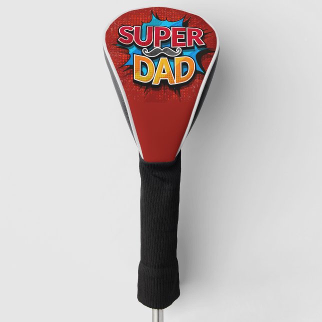 Super Dad Moustache Modern Grunge Golf Head Cover (Front)