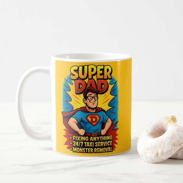 Super Dad Mug: The Perfect Father's Day Gift! Coffee Mug (With Donut)
