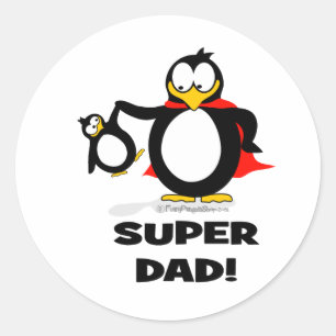 Super Dad Penguin Classic Round Sticker