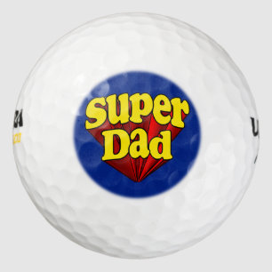 Super Dad Red Yellow Blue Father's Day Superhero Golf Balls