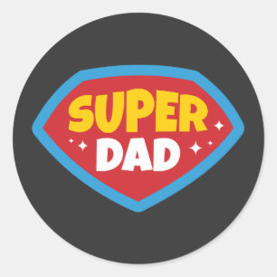 Super Dad Retro Superhero Badge Classic Round Sticker