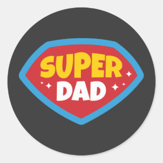 Super Dad Retro Superhero Badge Classic Round Sticker