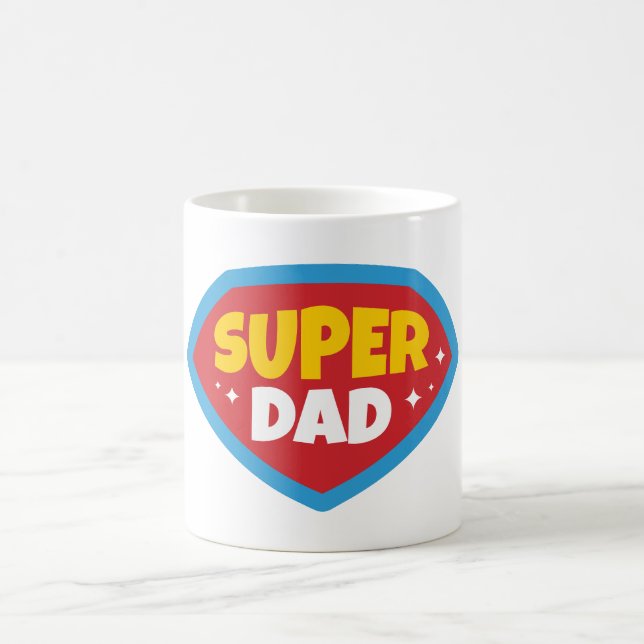 Super Dad Retro Superhero Badge Coffee Mug (Center)