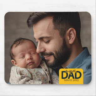 Super Dad Since Year Custom Baby and Father Photo Mouse Pad