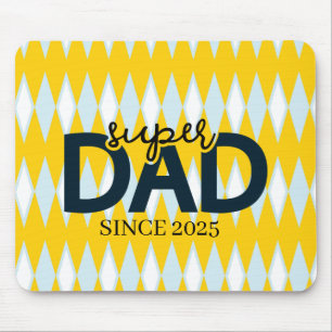 Super Dad Since Year Yelow Argyle Pattern Mouse Pad