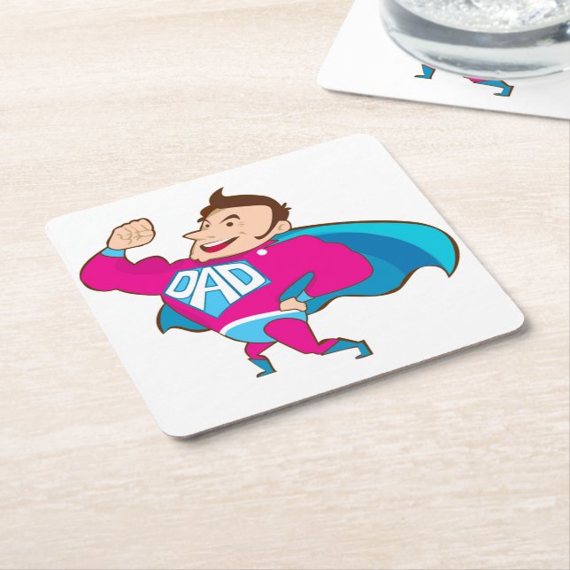 SUPER DAD SQUARE PAPER COASTER (Angled)