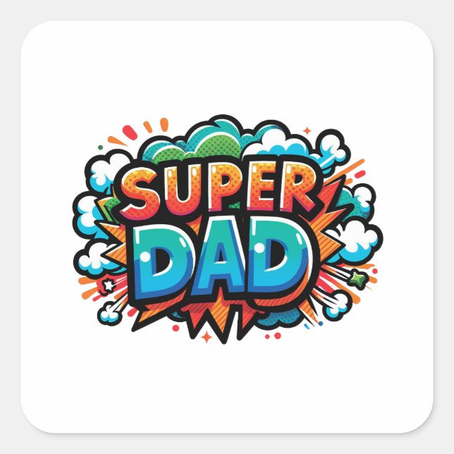 Super Dad Square Sticker (Front)