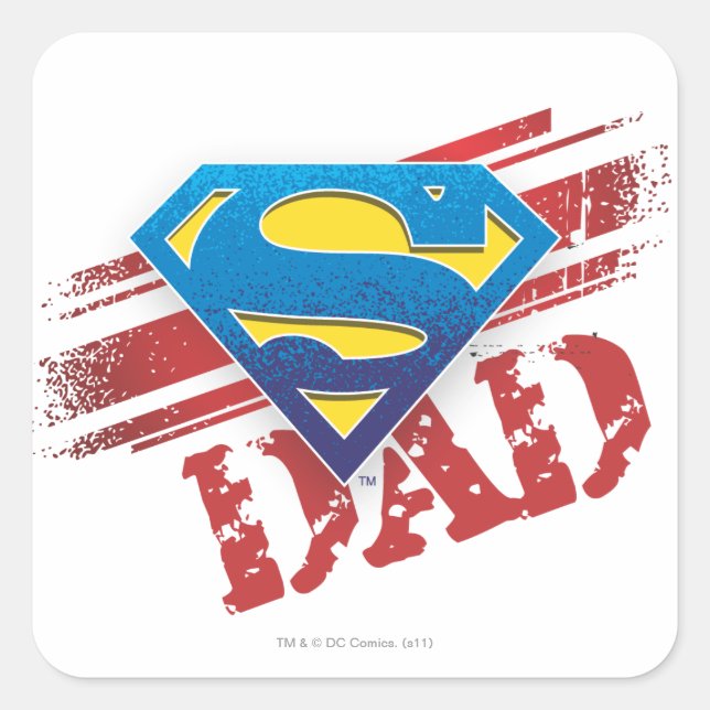 Super Dad Stripes Square Sticker (Front)