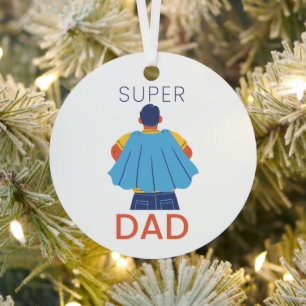 Super Dad Superhero Cape Round Ornament