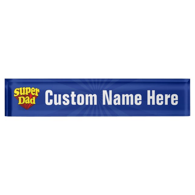 Super Dad, Superhero Red/Yellow/Blue Father's Day Nameplate (Front)