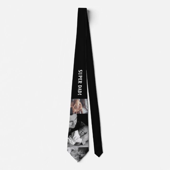 Super Dad Typography Custom Photo Fathers Day Tie (Front)