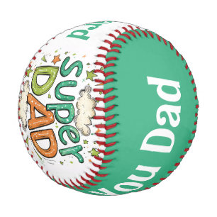 Super Dad We Love You with Name Baseball