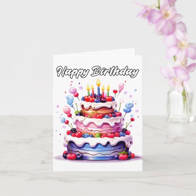 Super Delicious Festive Birthday Party Cake Card (Orchid)