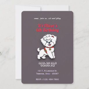 Super Dog Birthday on Chocolate Colour Personalise Invitation