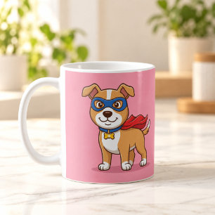 Super Dog Hero Cute Cartoon Pink Mug