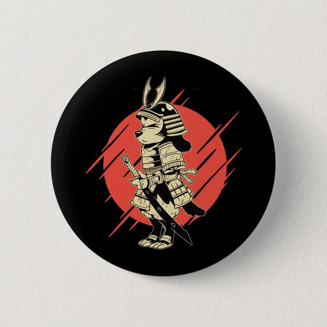 Super Dog Samurai Warrior 6 Cm Round Badge (Front)
