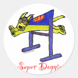 Super Doggie Jump Classic Round Sticker