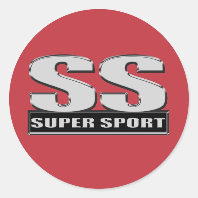super duper sport red classic round sticker (Front)