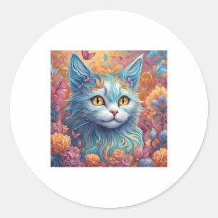 Super Elegant Cat With Colourful Flowers Sticker
