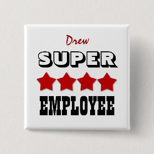 Super EMPLOYEE with Stars RED V18 15 Cm Square Badge