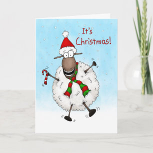 Super Excited It's Christmas Sheep Holiday Card