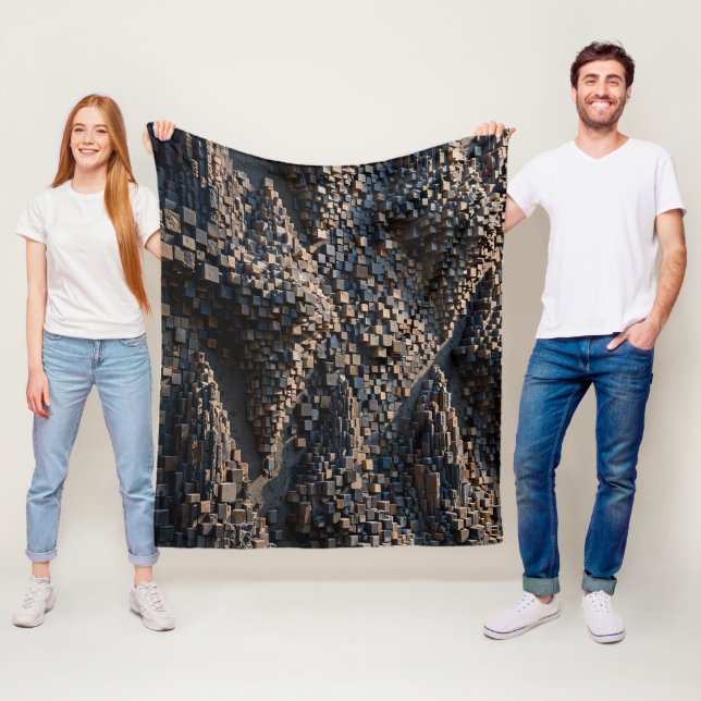 Super Extruded Micro Cube 3D Mosaic Fleece Blanket (In Situ)