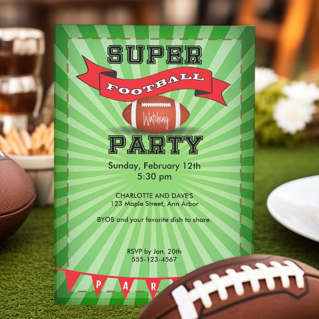 Super Football Big Game Watching Party Invitation (Customizable super football party invitations)