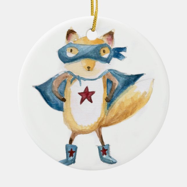 Super Fox! Ceramic Tree Decoration (Front)