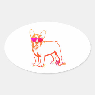 Super Frenchie Bulldog Oval Sticker