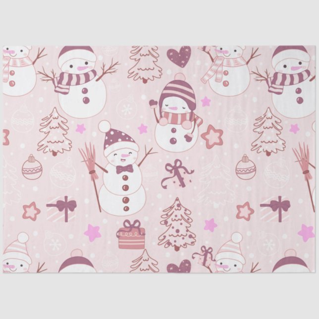 Super Fun and Modern Snowmen Christmas Tissue Paper (Front)