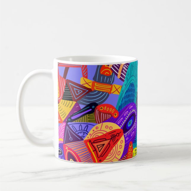 Super Fun & Colourful Abstract Design Coffee Mug (Left)