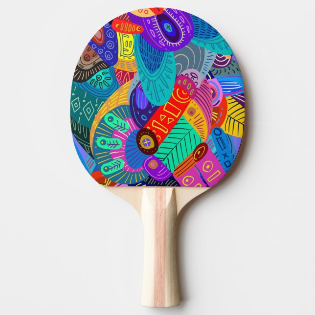 Super Fun & Colourful Abstract Design Ping Pong Paddle (Front)