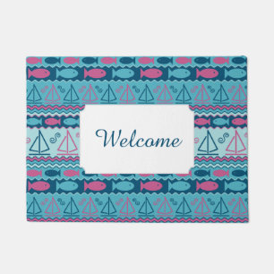 Super Fun Fish And Sailboat Pattern   Add Your Tex Doormat