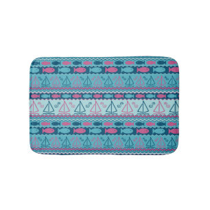 Super Fun Fish And Sailboat Pattern Bath Mat