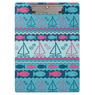 Super Fun Fish And Sailboat Pattern Clipboard