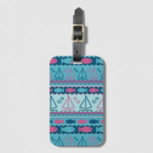 Super Fun Fish And Sailboat Pattern Luggage Tag