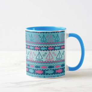 Super Fun Fish And Sailboat Pattern Mug