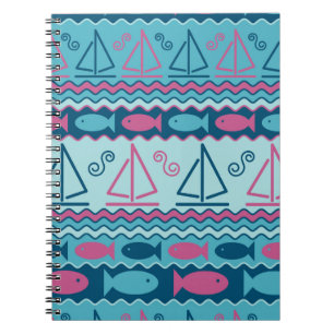 Super Fun Fish And Sailboat Pattern Notebook