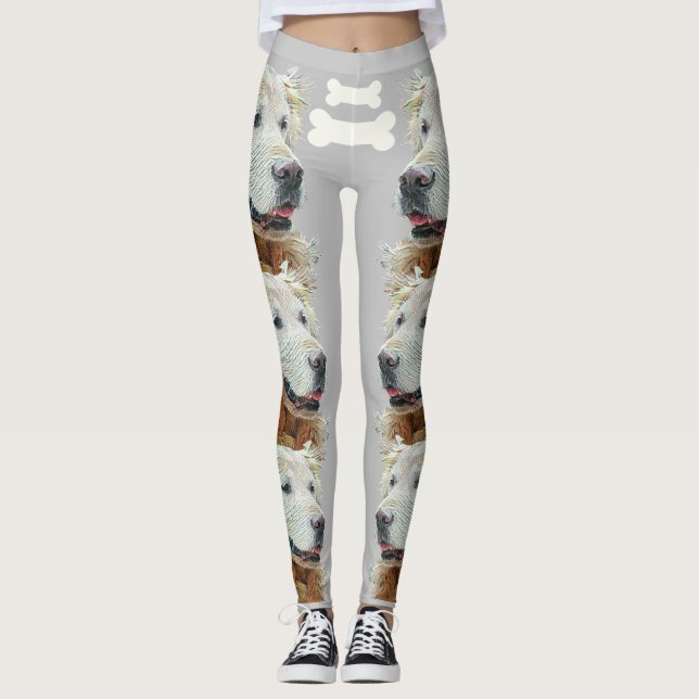 Super Fun Painted Golden Retriever Leggings (Front)