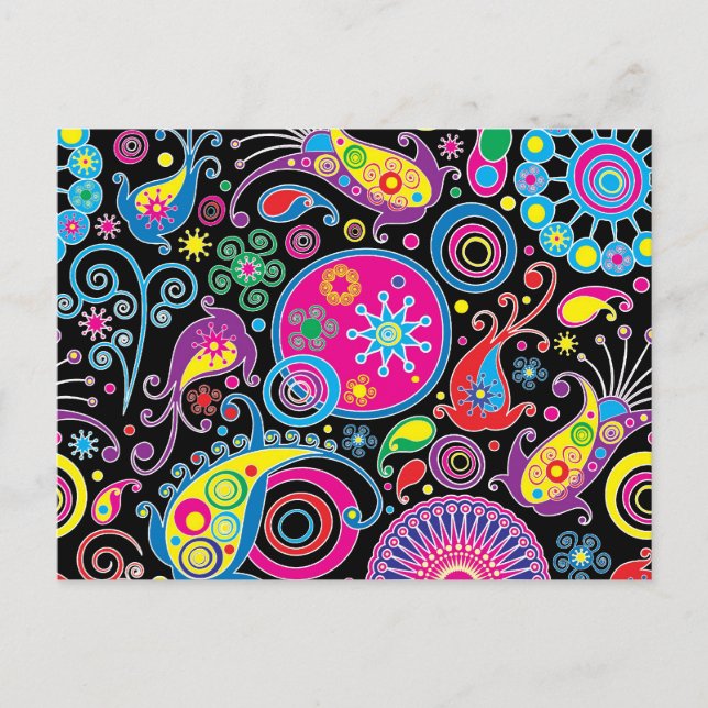 Super Funky Paisley Pattern Postcard (Front)