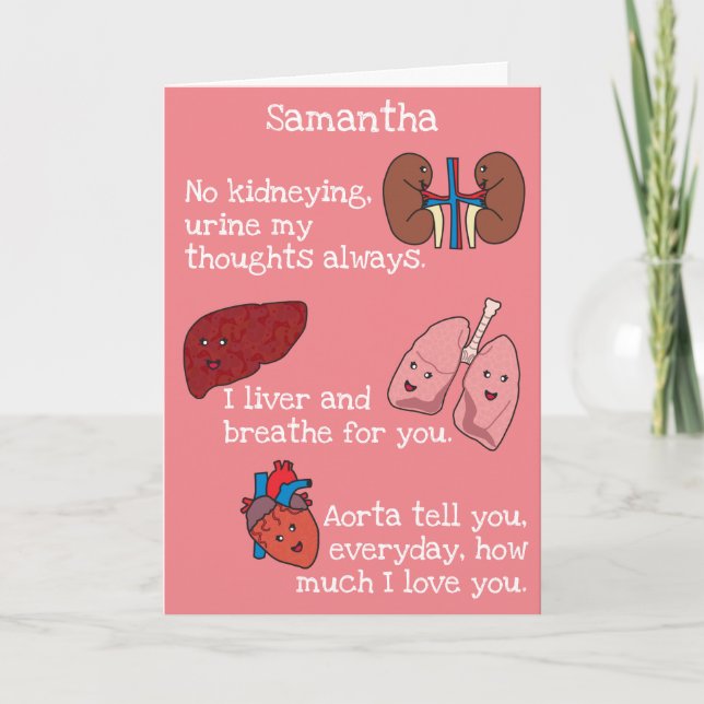 Super Funny Super Punny Anatomy Joke Valentine Holiday Card (Front)