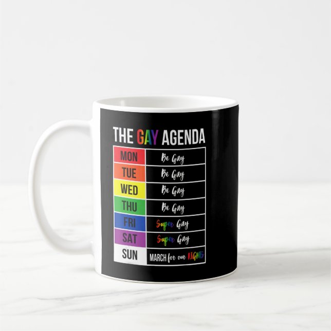 Super Gay Agenda Pride Flag Lgbtq Inspirational Lg Coffee Mug (Left)