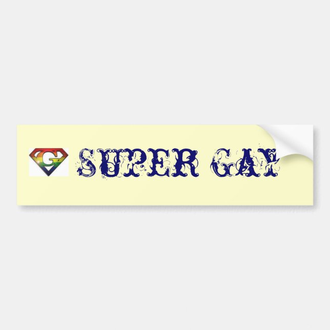 Super Gay Bumper Sticker (Front)