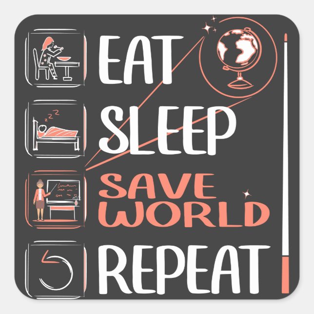 Super Geography Teacher Saves World Thank You Gift Square Sticker (Front)