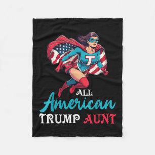 Super Girl All American Trump Aunt Patriotic Fleece Blanket