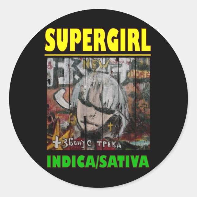 SUPER GIRL INDICA SATIVA CLASSIC ROUND STICKER (Front)